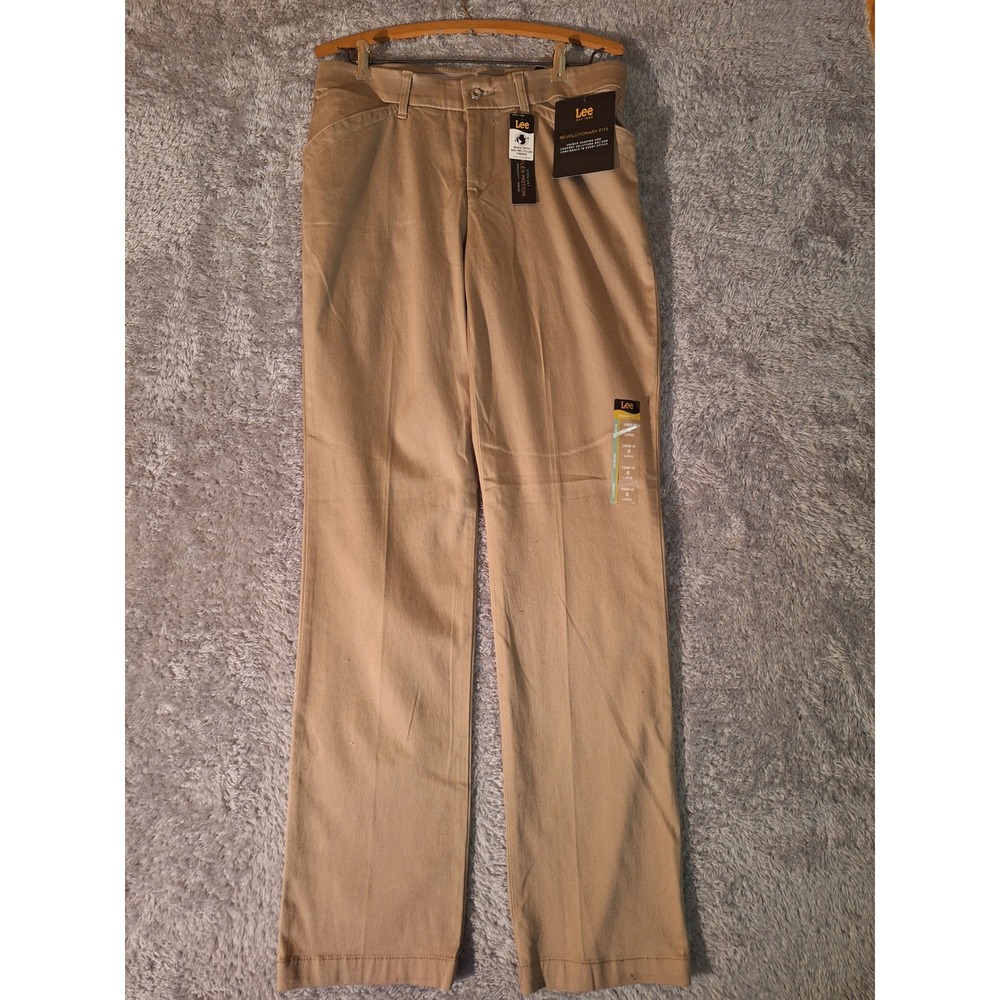 Lee Womens Flex Motion Straight Leg Pants Size 8 Long Khaki NWT, Officore Work